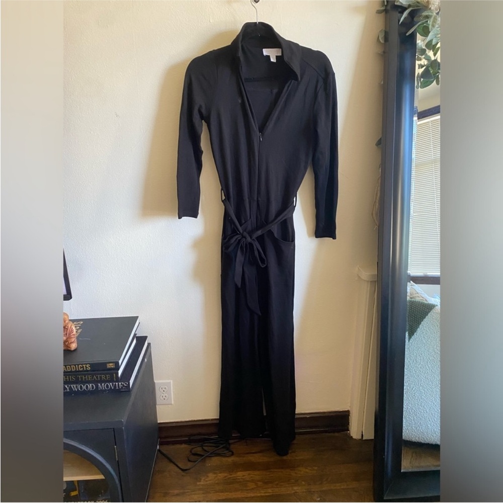 Black jumpsuit with waist tie